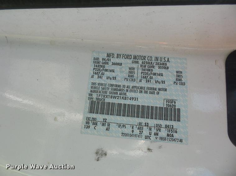 image for item DJ9550 2001 Ford F150 Super Cab pickup truck