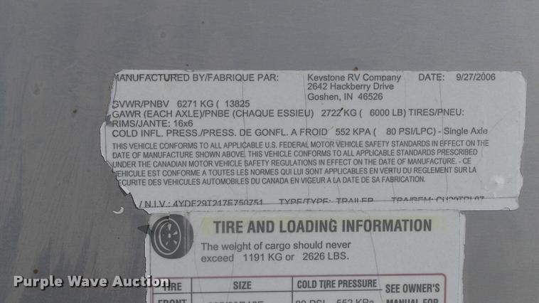 image for item DK9634 2007 Keystone Challenger camper