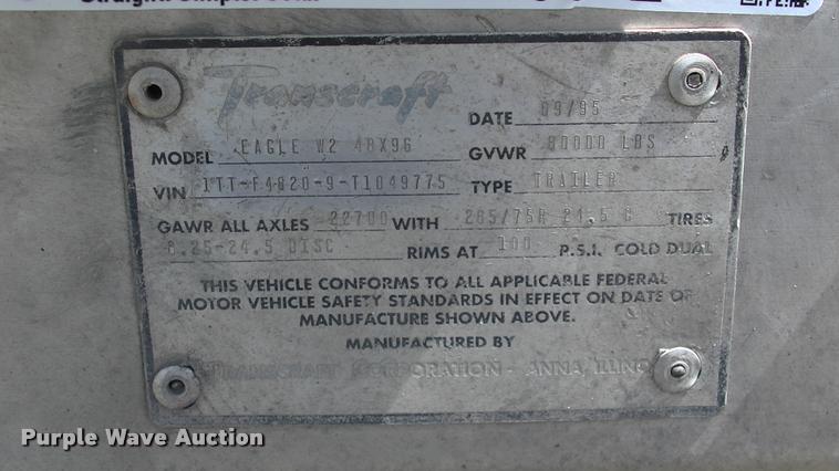 image for item DK9672 1996 Transcraft Eagle W2 48X96 flatbed trailer