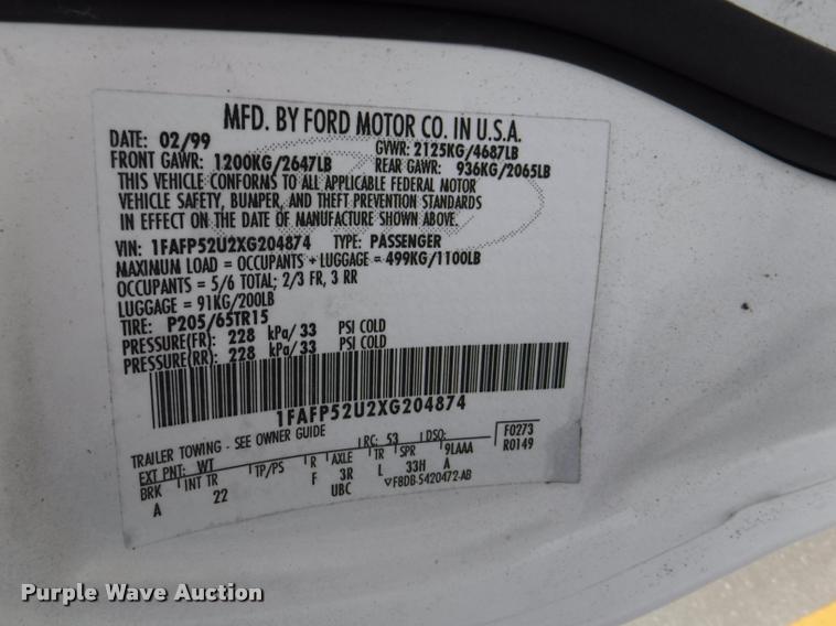 image for item J5685 1999 Ford Taurus LX