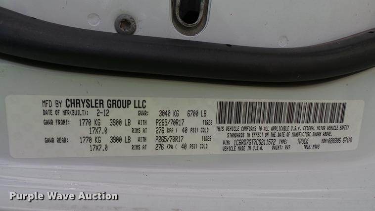 image for item K3868 2012 Dodge Ram 1500 Quad Cab pickup truck