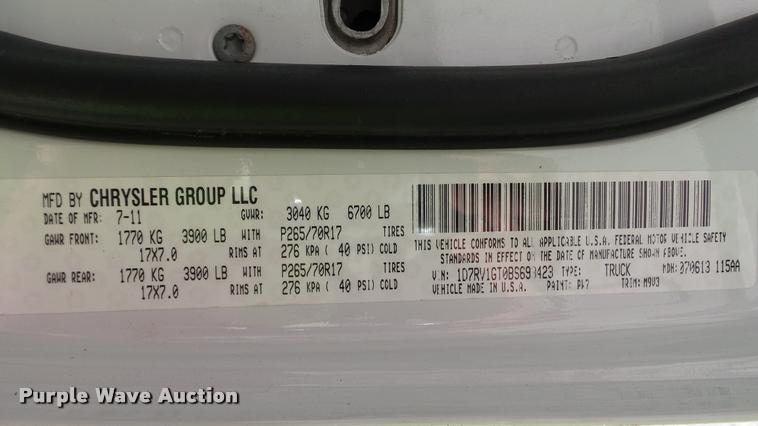 image for item K3870 2011 Dodge Ram 1500 Quad Cab pickup truck