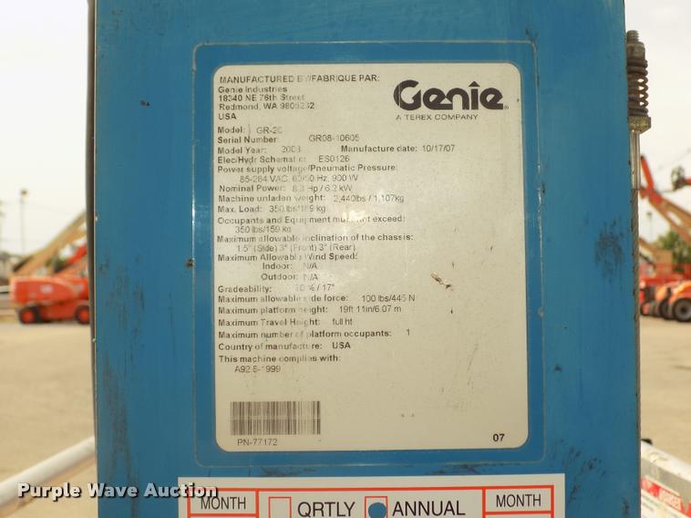 image for item DA0719 2008 Genie GR20 vertical lift