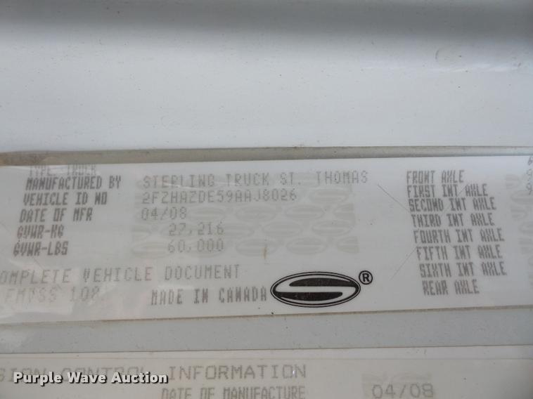 image for item DA6413 2009 Sterling L9500 dump truck