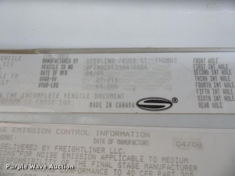 image for item DA6413 2009 Sterling L9500 dump truck