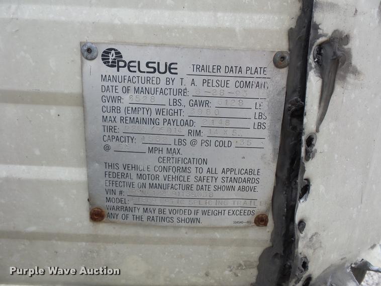 image for item DJ9599 1993 Pelsue office trailer