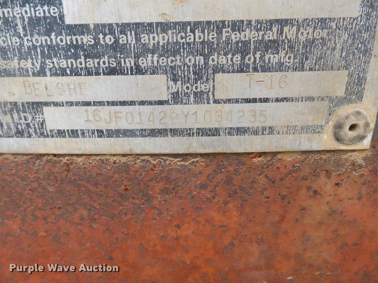 image for item K3267 2000 Belshe T-16 equipment trailer