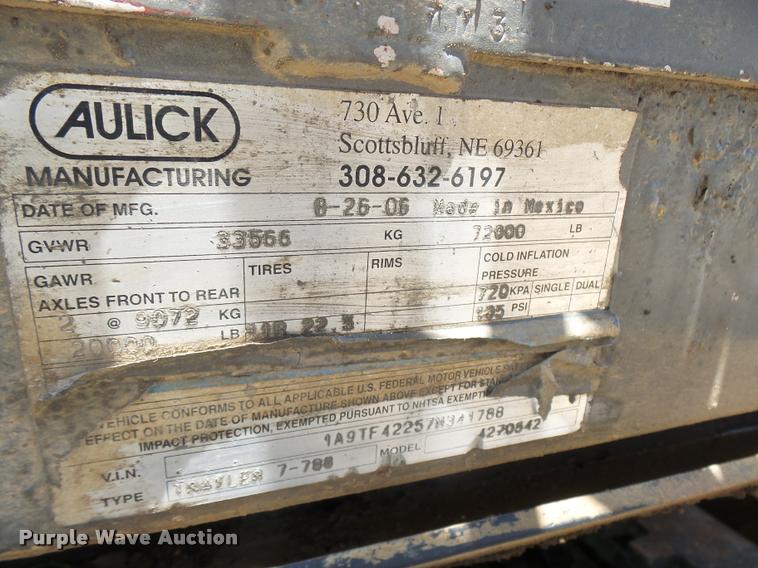 image for item CA9034 2007 Aulick 4270542 live bottom trailer