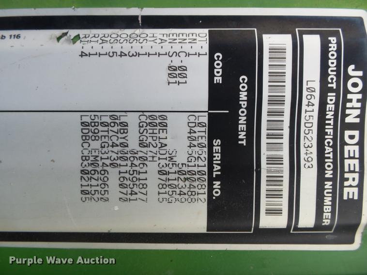 image for item DA2747 2007 John Deere 6415 MFWD tractor