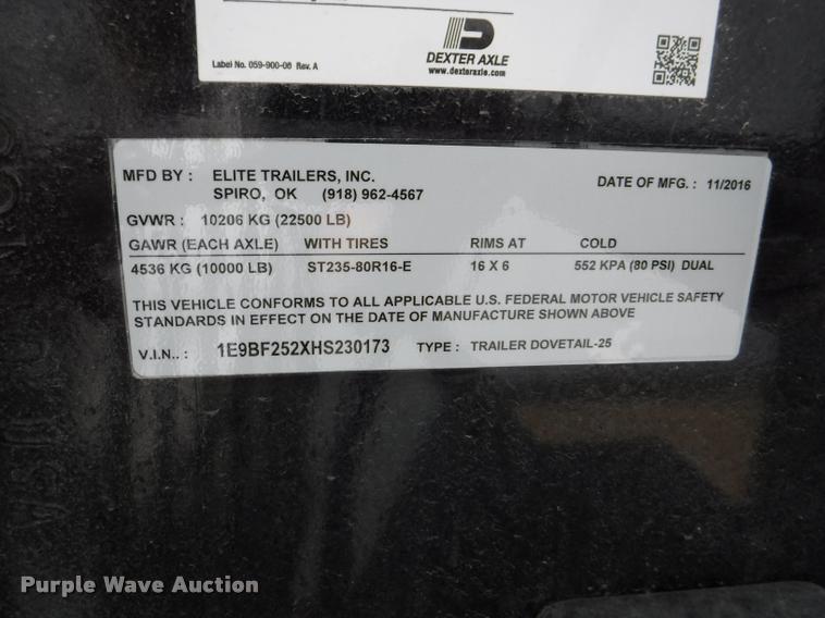 image for item K5939 2017 Elite equipment trailer