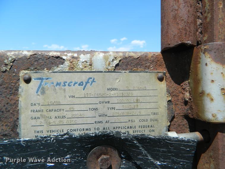 image for item DB1062 1989 Transcraft TL90K-45 flatbed trailer