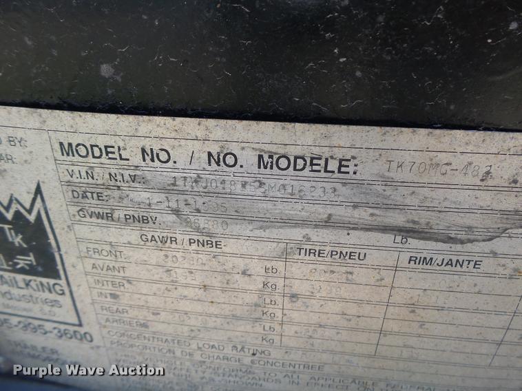 image for item DB1356 1995 Trail King TK70MG-482 lowboy equipment trailer