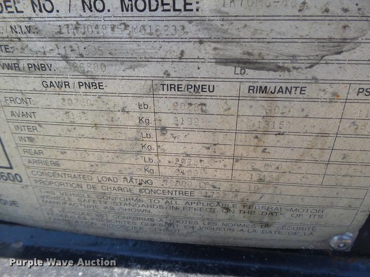 image for item DB1356 1995 Trail King TK70MG-482 lowboy equipment trailer