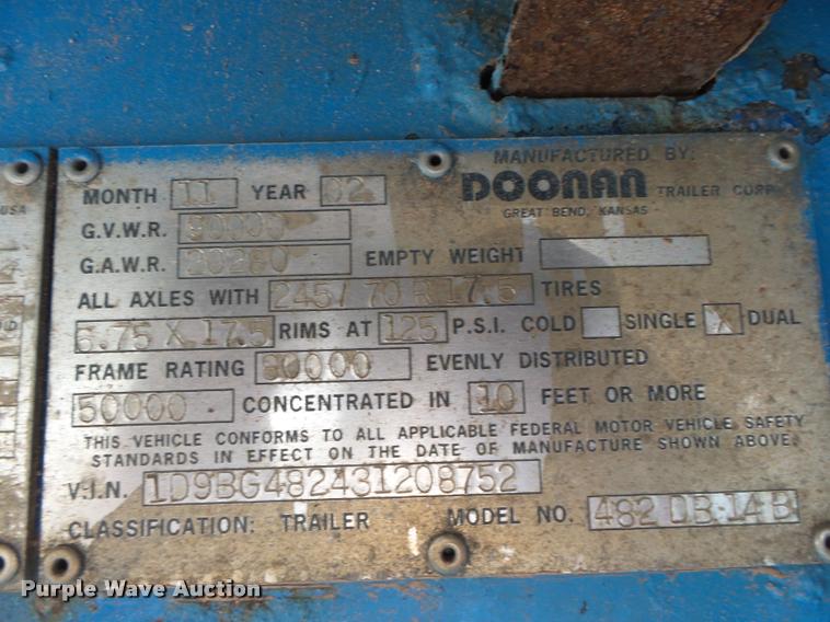 image for item DB7466 2002 Doonan 482DB14B drop deck trailer