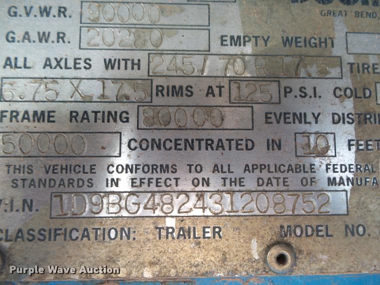 image for item DB7466 2002 Doonan 482DB14B drop deck trailer