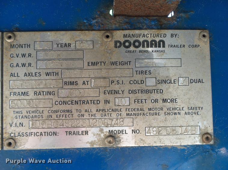 image for item DB7469 2002 Doonan drop deck trailer