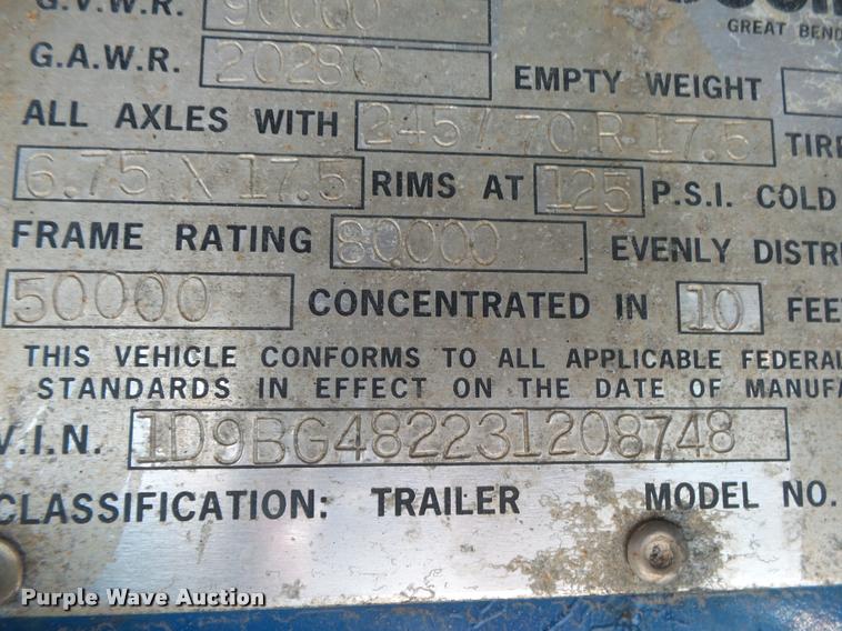 image for item DB7469 2002 Doonan drop deck trailer