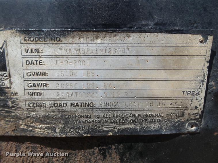 image for item L1532 2001 Trail King TK70HT-482 equipment trailer