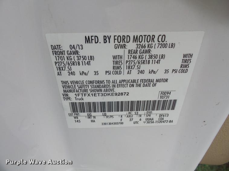 image for item DA1573 2013 Ford F150 Lariat SuperCab pickup truck