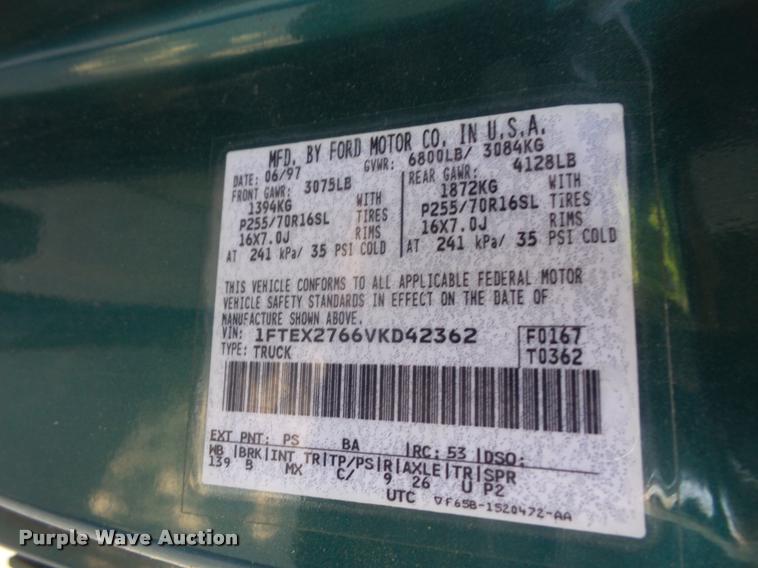 image for item DA1586 1997 Ford F250 SuperCab pickup truck