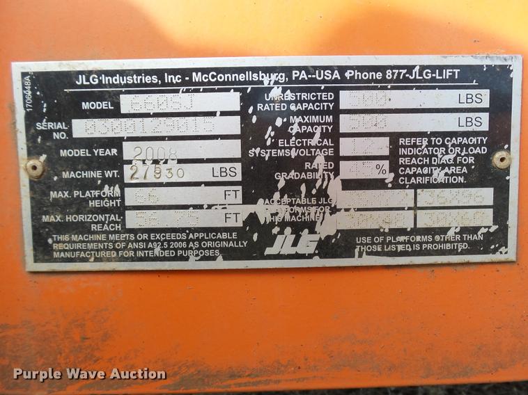 image for item DA3559 2008 JLG 660SJ boom lift