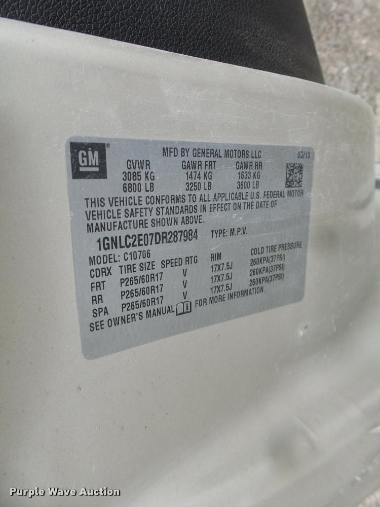 image for item DB1378 2013 Chevrolet Tahoe Police SUV