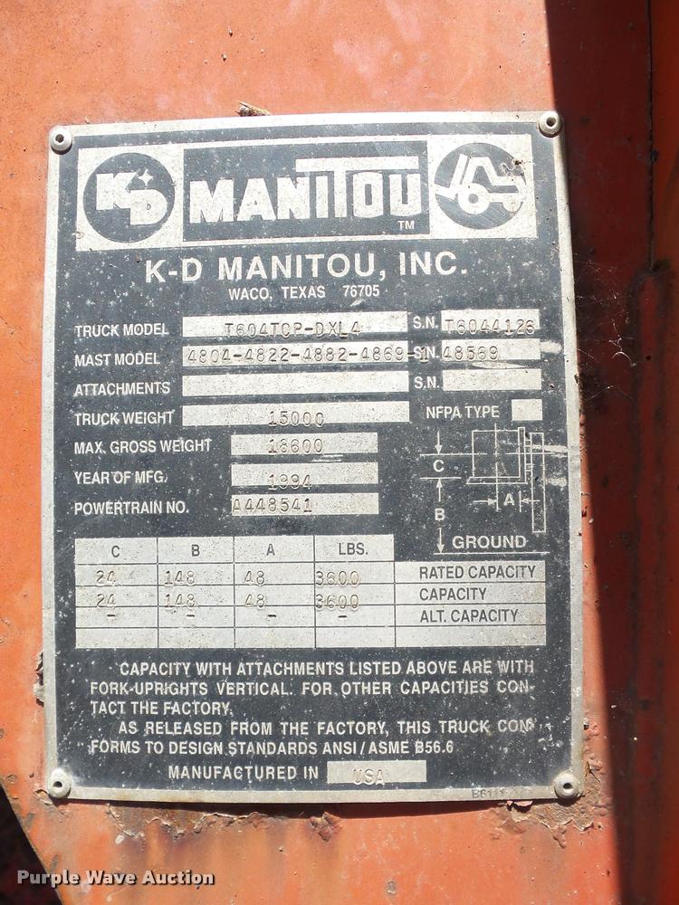 image for item DH9037 Manitou T604TCP-DXL4 forklift
