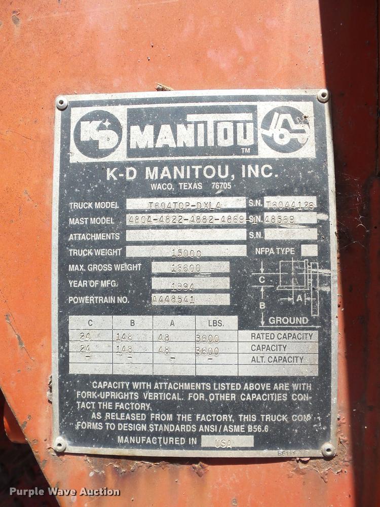 image for item DH9037 Manitou T604TCP-DXL4 forklift