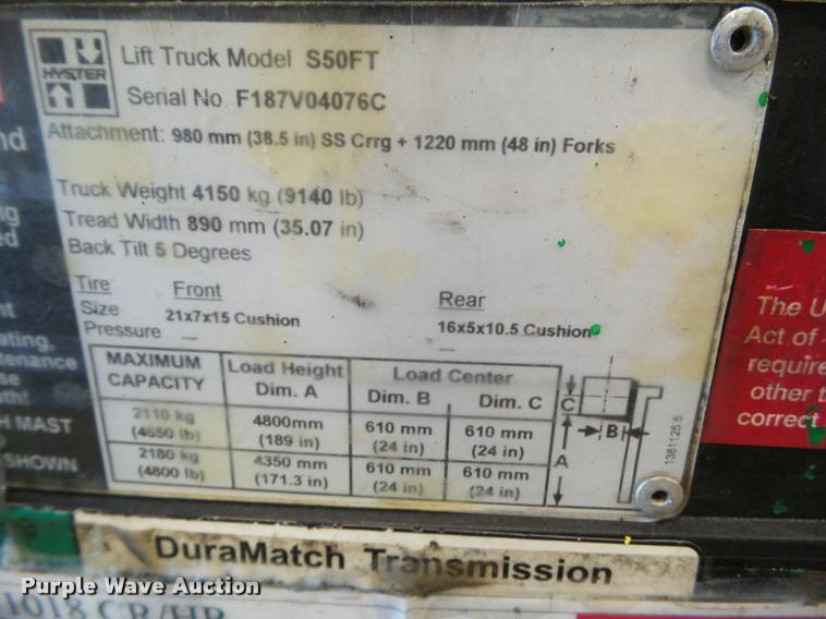 image for item DH9346 Hyster S50FT forklift