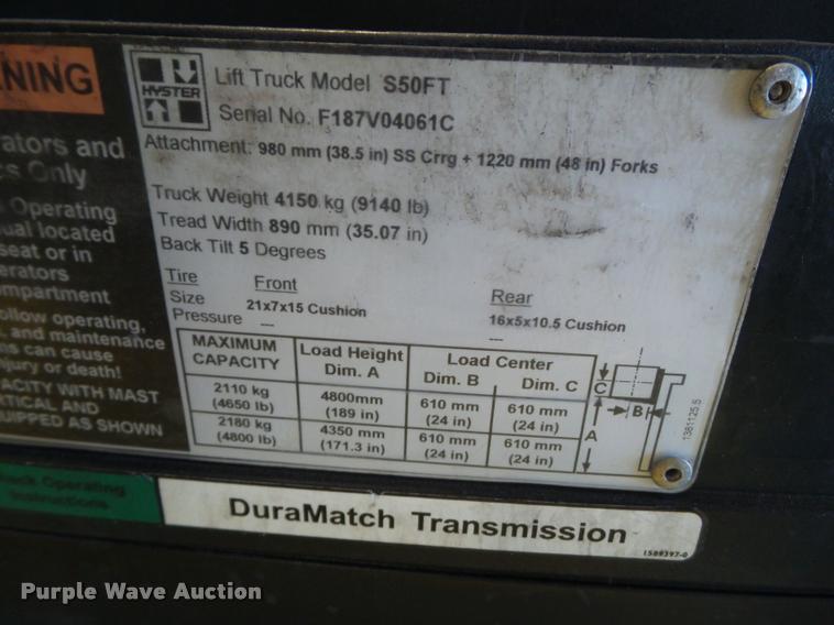 image for item DH9348 Hyster S50FT forklift