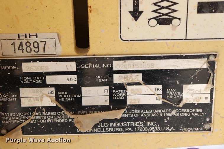 image for item DK9575 2006 JLG 2630ES scissor lift