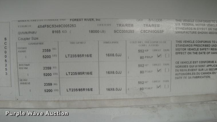 image for item DK9600 2009 Forest River Sandstorm toy hauler