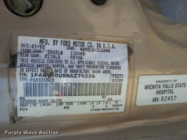 image for item DL9100 1992 Ford Taurus