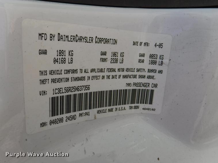 image for item K5932 2005 Chrysler Sebring Touring