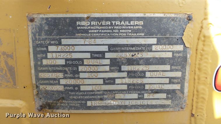 image for item DA1115 1984 Red River bottom dump trailer