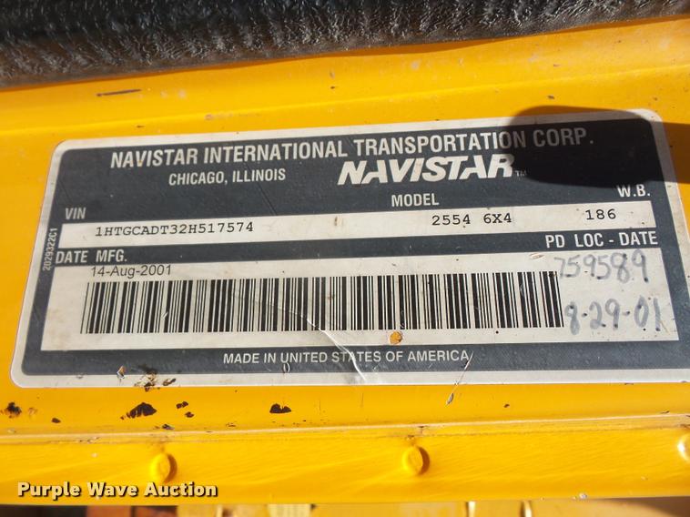 image for item DA1598 2002 International 2554 dump truck