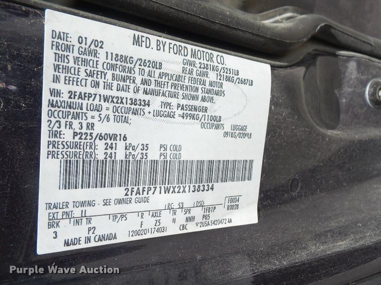 image for item DA1635 2002 Ford Crown Victoria Police Interceptor