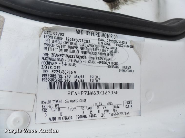 image for item DA1638 2003 Ford Crown Victoria Police Interceptor