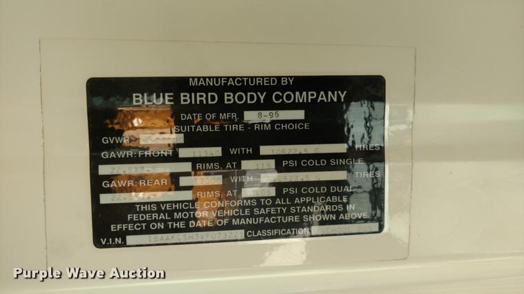 image for item DA5604 1997 Blue Bird TC2000 school bus