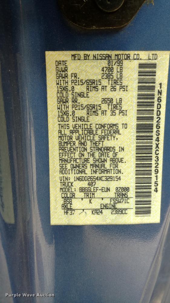 image for item DA5630 1999 Nissan Frontier SE pickup truck