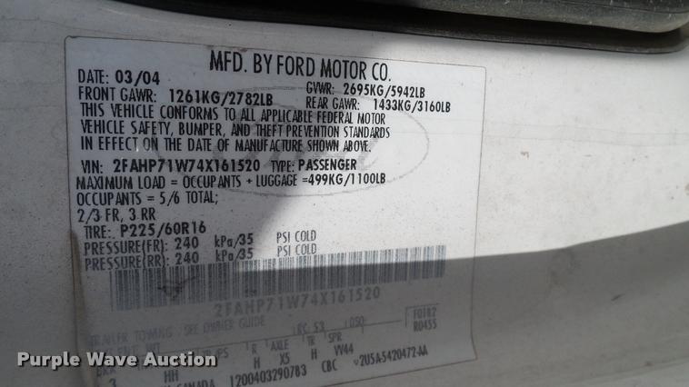 image for item DA6798 2004 Ford Crown Victoria Police Interceptor