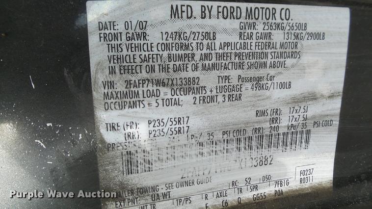 image for item DA6799 2007 Ford Crown Victoria Police Interceptor