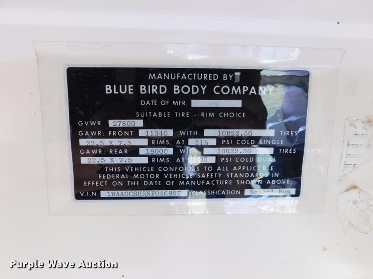 image for item DB9420 1992 Blue Bird TC2000 school bus