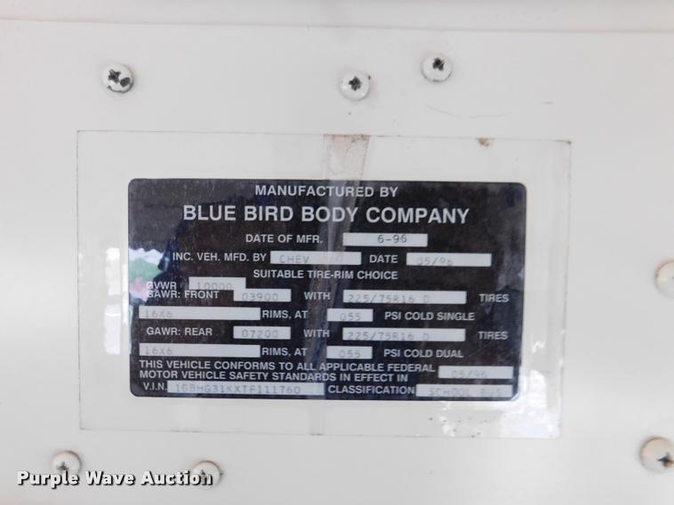 image for item DB9464 1996 Chevrolet G30 school bus