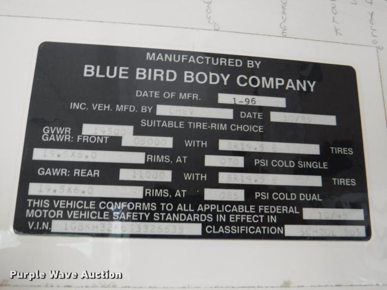 image for item K5978 1995 Chevrolet G30 school bus