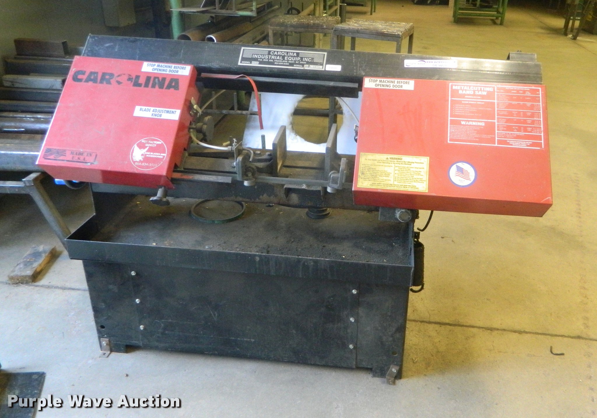 Carolina HV20 metal bandsaw in Hays, KS | Item DE9869 sold | Purple Wave