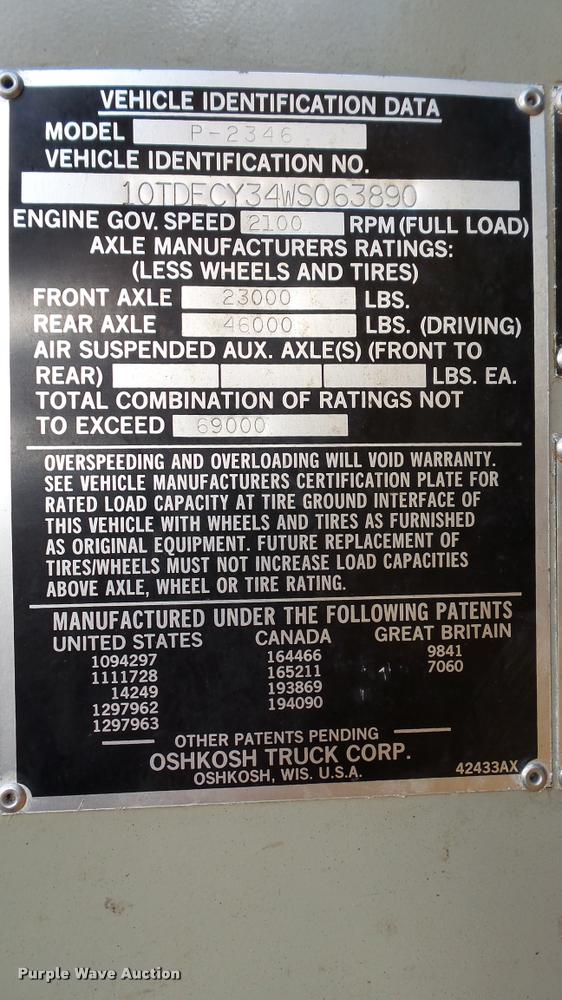 image for item DA1139 1998 Oshkosh P2346 plow/spreader truck