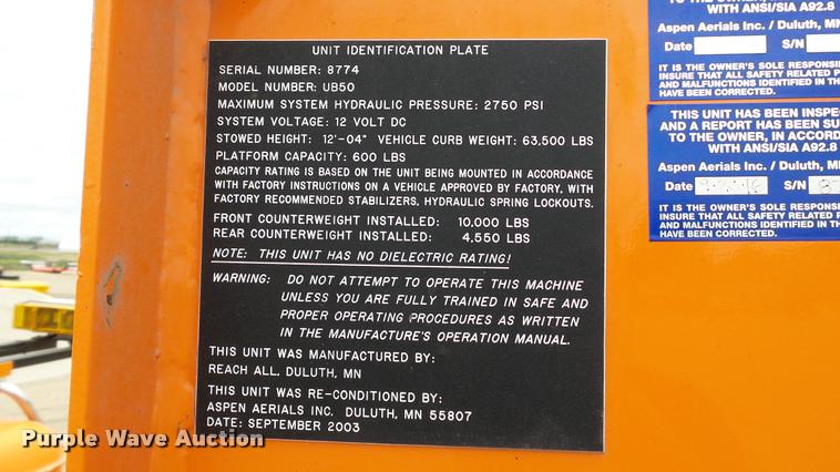 image for item DA1142 1993 Volvo WCM bridge inspection truck