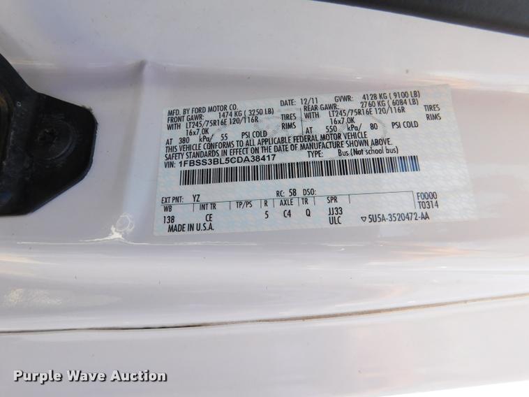 image for item DB9451 2012 Ford E350 Super Duty XL Extended van