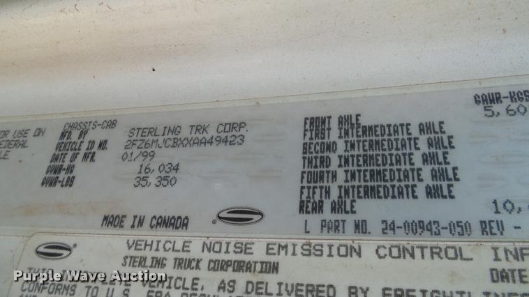 image for item DA6776 1999 Sterling L8513 Stahly Field Cruiser applicator truck